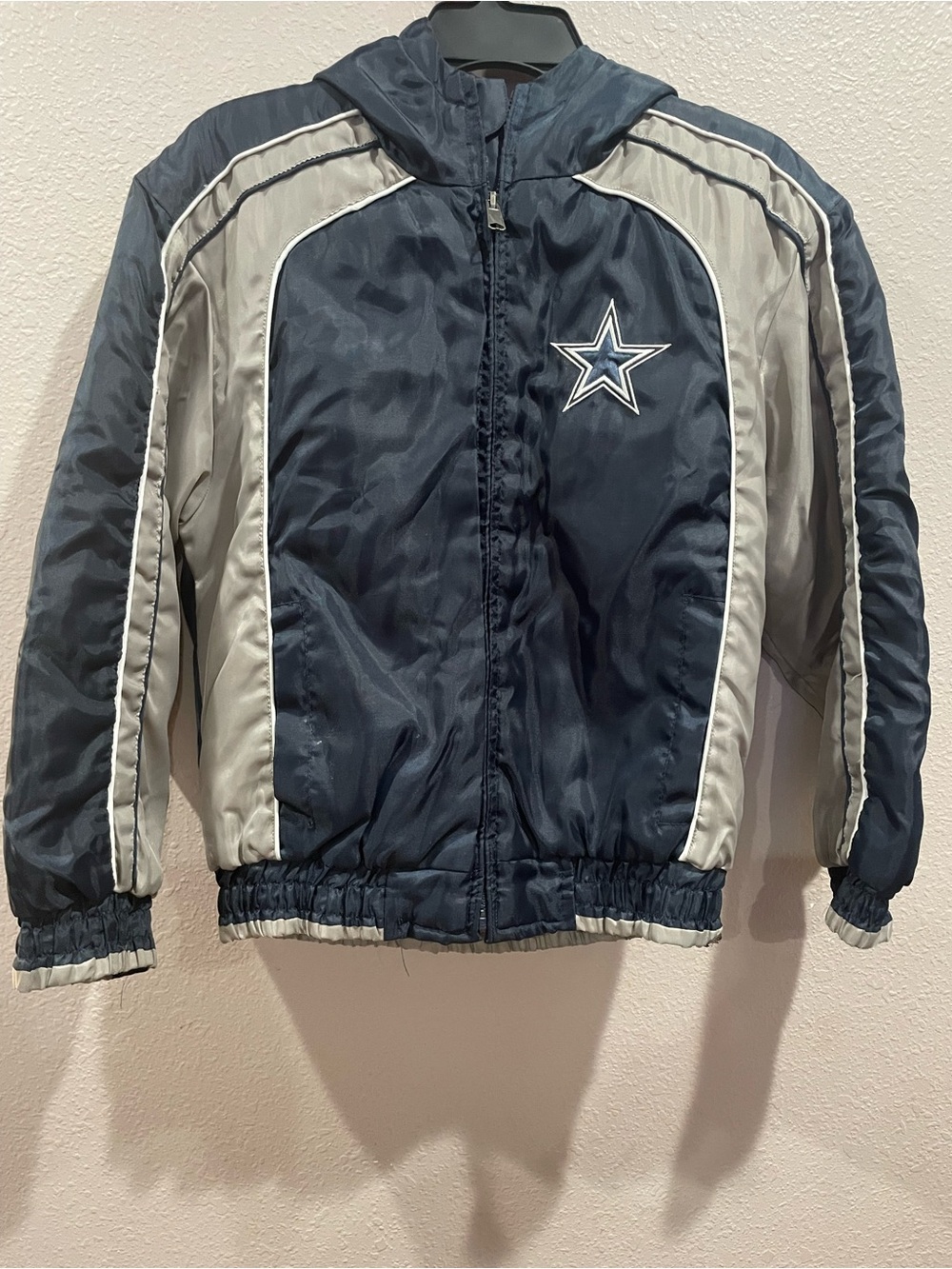 NFL Navy and White Logo Patch Jacket youth size 8-10 kids (Boys).